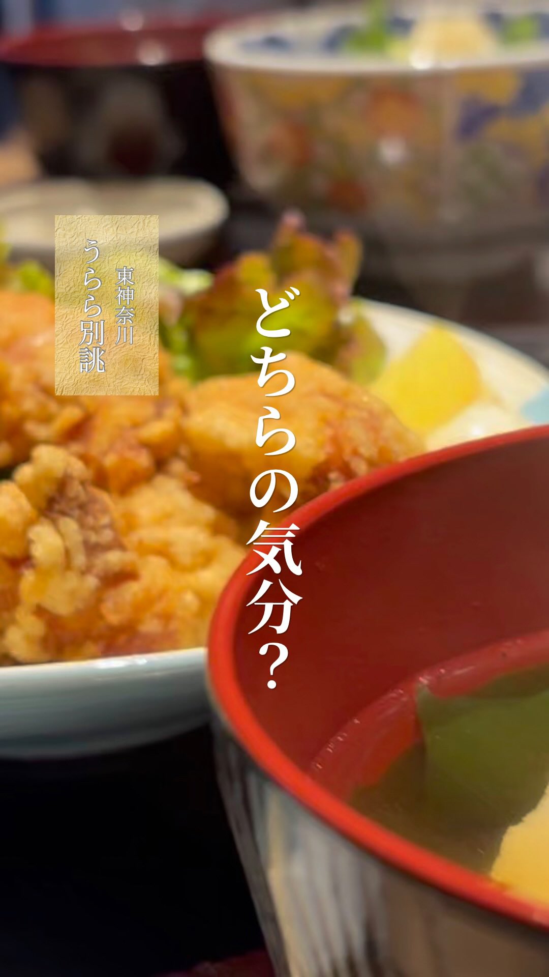 今日は、どっちの気分ですか？

ジューシーな揚げたて唐揚げランチ。
それとも、新鮮な海鮮をたっぷり楽しめる海鮮丼ランチ。

その日の気分に合わせて選べる、うららの人気ランチです。

落ち着いた和の空間で、
ほっとひと息つくお昼時間をお過ごしください。

皆さまのご来店を心よりお待ちしております。

東神奈川駅 徒歩約3分
ランチ営業中

#東神奈川ランチ #東神奈川グルメ #神奈川ランチ #うらら別誂